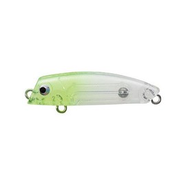 TackleHouse Shores Oruga Lipless SOL43 Minnow Fishing Lure, Slow Float, 1.7 Inches (43 mm), 0.1 Oz (2.3 g), Clear With Chartreuse Head #46