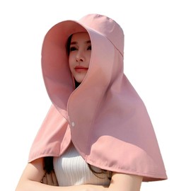 Super Wide Brim Sun Hats for Women UV Protection Beach Hats for Women with Neck Flap Packable Bucket Hat Sun Wraps Outdoor Pink