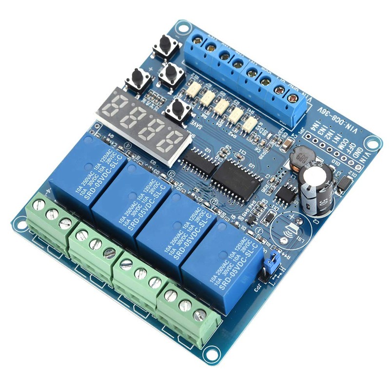 AUNMAS 4 Channel Multifunction Relay Board Module with Timer, DPDT