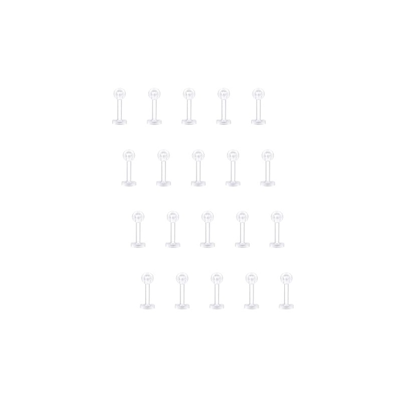 Crdifu 20 Plastic Lip Piercing Labret Stud Retainers Flexible Plastic