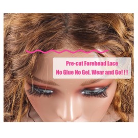 Short Highlight Ombre Curly Bob Wig Human Hair Wigs for Women Colored Wear and Go Glueless Wigs Deep Wave 180% Density HD Transparent Lace Front Wig Perruque Femme Cheveux Humain 8 Inches