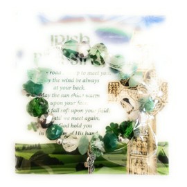 Elasticated Celtic Bracelet Silver Green Beads St Patrick's Day