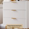 White 3 Drawer Dresser for Bedroom, Fluted Modern Nightstand with