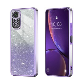 BEEJTUNY Case for Redmi Note 12 Pro 4G / Redmi Note 11 Pro 4G/5G, Transparent Protective Cover with Gradient Glitter, Soft and Beautiful Bumper Shell, Stylish Shockproof Cover. Purple