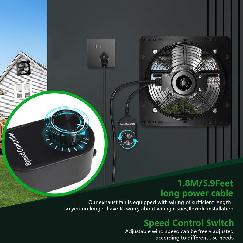 Aibabcue Shutter Exhaust Fan, 7 in Wall Mount Ventilation Fan