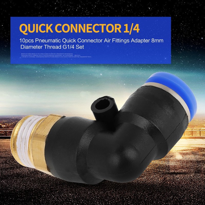 10Pcs Pneumatic Elbow Quick Connector Air Fittings Adapter 8mm Diameter