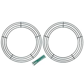 Upstout Pack of 2 Wire Wreath Frame (12 Inch) with 10 Twist Ties â Round Metal Wreath Form for Crafts & Floral Decorations on Weddings Christmas Home Party Celebrations, Dark Green