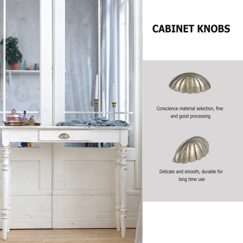 Cabilock 6Pcs Shell Furniture Pulls Antique Drawer Knobs Cup Decorative