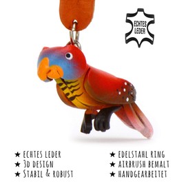 MONKIMAU Women's Leather Keyring Parrot Figure