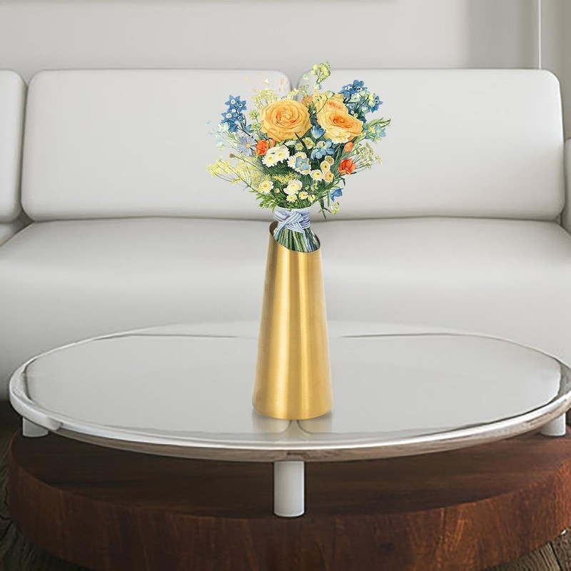 Generic Metal Flower Vase,Golden Vase Stainless Steel Decorative Creative -