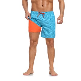 Valcatch Mens Swimming Shorts with Compression Liner Quick Dry 2 in 1 Swim Trunks Adjustable Drawstring Surfing Board Shorts Sun Protection Swimwear Summer Beach Wear