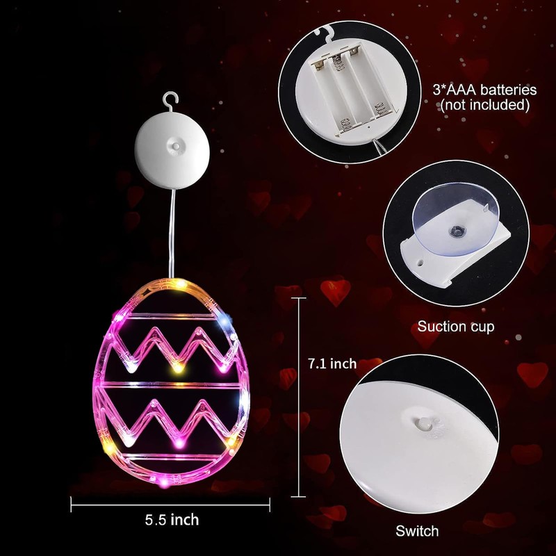 ZKFSIE Easter Window Lights Easter Decorations, 2 Pack Easter Bunny