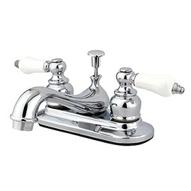 Kingston Brass KB601PL Restoration 4-Inch Centerset Lavatory Faucet with Porcelain Lever Handle, Polished Chrome