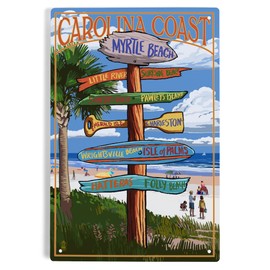 Lantern Press 6x9 Inch Metal Sign, Myrtle Beach, South Carolina, Destinations Sign