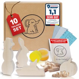 Eli® Basswood - Carving Figures for Carving Including Carving Instructions for Children - Craft Set - Carving Blanks for Beginners - Carving Wood Linden - Craft Wood - Woodworks - Wood Blanks