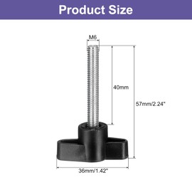 sourcing map 6Pcs Clamping Screw Knob, M6 x 40mm Metric Carbon Steel t Shaped Thumb Screws Handle for Quick Remove Hand Tightening Knob Replacement
