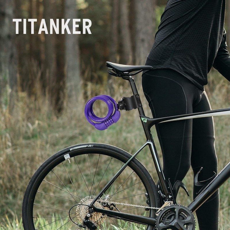 Titanker Bike Lock, 4 Feet Security Resettable Combination Coiling Bike