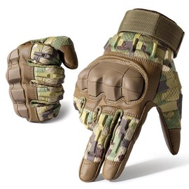 Outdoor Full Finger Protective Gloves, 1 Pair Rubber Hard Shell Full Finger Highly Sensitive Touch Screen Gloves, Outdoor Protective Gear for Working Hiking Cycling Sports Motorcycle - Color: Camouflage, Specification: L