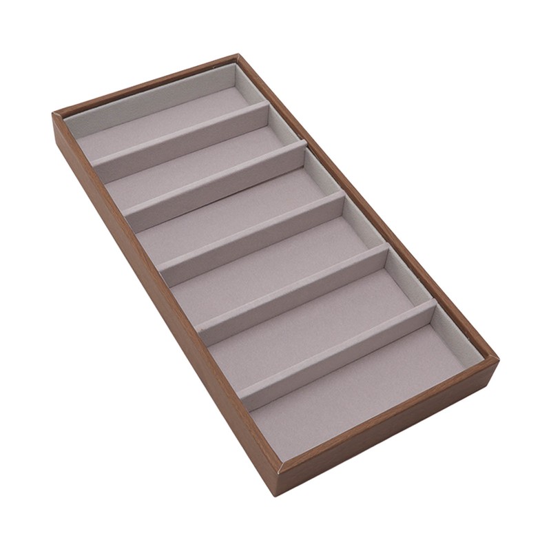 Eyeglass Display Organizer Wood Grain 6 Compartments Glasses Display Tray