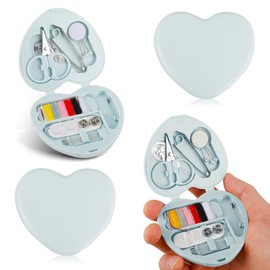Amaxiu Pack of 2 Mini Travel Sewing Set, Cute Heart-Shaped Portable Sewing Kit with Foldable Case, Emergency Sewing Kit, DIY Sewing Accessories with Thread Scissors Needle, Button Needles for Home