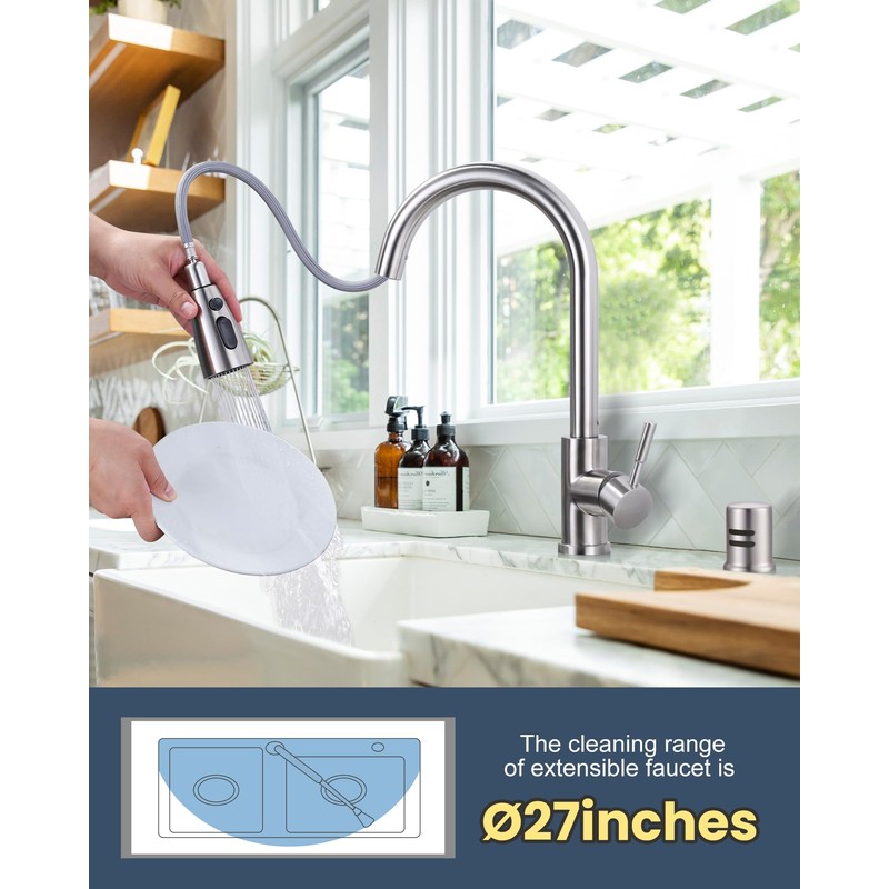 Kitchen Faucet with Air Gap: WOWOW Stainless Steel Kitchen Sink