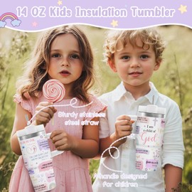 Christian Gifts for Women Girls, Christian Tumbler with Handle for Kids 14 oz, Girls Religious Gifts, Faith Jesus Bible Verse Gifts, Spiritual Inspirational Gifts for Girls, I Am a Child of God Cup