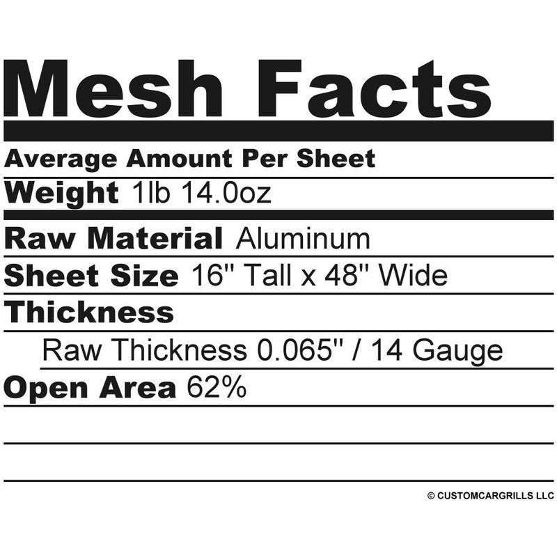 CCG 16"x48" Perforated GT Grill Mesh Sheet - Silver