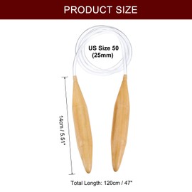 HARFINGTON US Size 50(25mm) Circular Knitting Needles 47 Inch / 120cm Round Wooden Needle for Handmade Projects DIY Knitting Blankets Socks Hats Sweaters