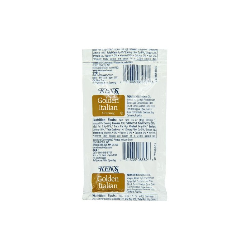 Ken's Golden Italian Dressing, 1.5 oz, 60 count