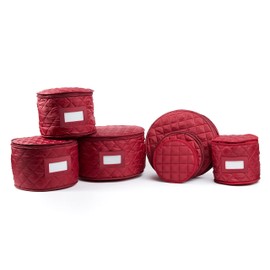 Covermates Keepsakes - Dish Storage Set - Padded Protection - ID Window - Stain Resistant - Machine Washable - China Storage, Red
