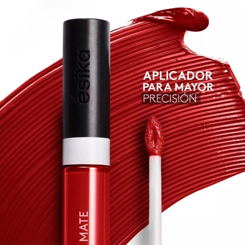 Ésika Labial Hidracolor Mate Tono Rojo Carmín Ésika