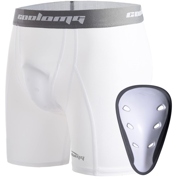 COOLOMG Boys Baseball Shorts with Athletic Cups Groin Protector Support