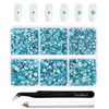 Beadsland 4300pcs Flatback Rhinestones,Blue Rhinestones Nail Gems Round Crystal Rhinestones