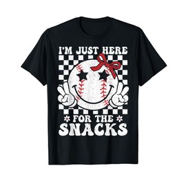 Retro Baseball Sister I'm Just Here for the Snacks Girls Mom T-Shirt