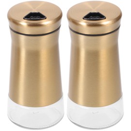 HOLIDYOYO 2pcs Stainless Steel Seasoning Shaker Gold for Kitchen Spice Bottles for Home and Restaurant Use Storage