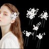Landrain 5 Stück Silber U-Förmig Blumen Perlen Haarnadeln Braut Haarschmuck