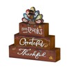 Smile Thanksgiving Decor Indoor Wooden Block Signs, Thankful Grateful Turkey