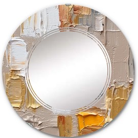 DesignQ Cubist Kaleidoscope in Beige and Gold IV Vanity Mirror Bathroom Wall Mirrors