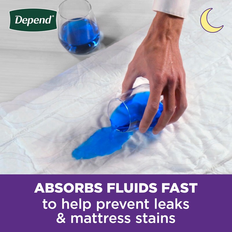 Depend Underpads, Disposable Incontinence Bed Pads for Adults, Slip Resistant,