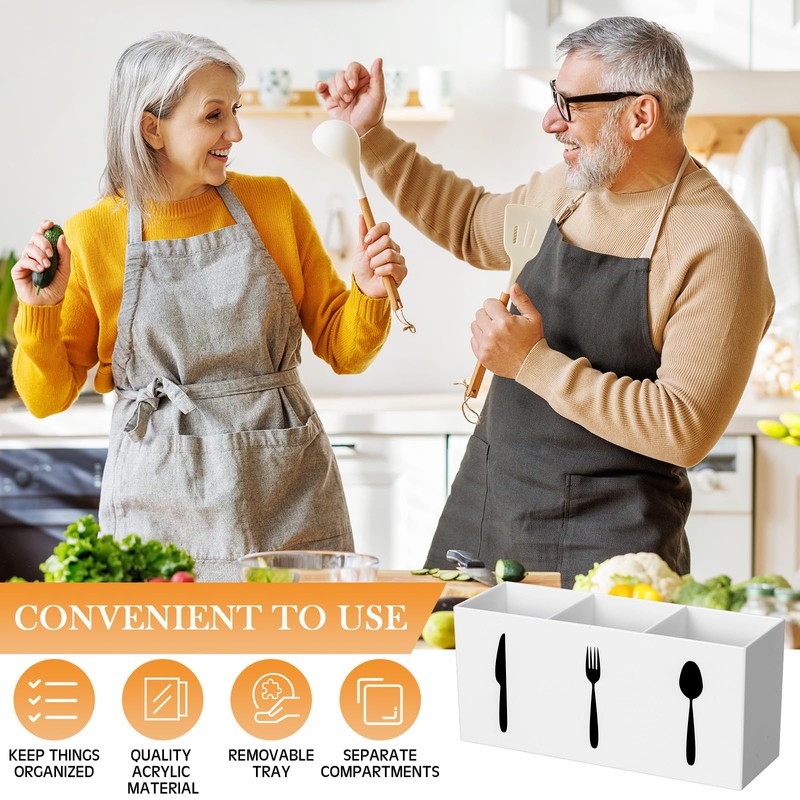 Suzile Acrylic Cutlery Storage Organizer Bin Silverware Caddy Countertop Knife