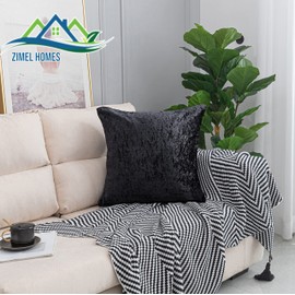 ZIMEL HOMES Pack of 2 Crushed Velvet Cushion Covers 43 cm, 50 cm, 55 cm, 60 cm Soft Square Cushion Covers for Sofa Bed Couch Pillow Case
