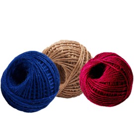 AAYU Natural Jute Twine Ball Set 3pack | 3 Color Set: Blue, Natural, Red Rope for DIY Crafts, Gift Wrapping, Patriotic Decorations