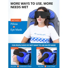Travel Pillows for Airplanes with Sleep Eye Mask, Chin Strap, Airplane Pillow for Long Flights, Car Road Trip, 360° Support Headrest, Travel Essentials Stop Bobblehead, Mottled Blue