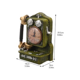 ORFOFE 2pcs Nordic Style Vintage Telephone Clock Ornament Decorative Desktop Clock for Living Room Bedroom Office Decor Retro Design Easy to Read Sturdy Chic Decor