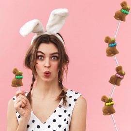 Fruidles Chocolate Flavored Easter Bunny Lollipops Suckers, Colorful Easter Eggs, Fat-Free, Individually Wrapped Easter Pops (24-Pack)