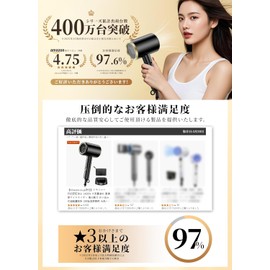 Dryer, 1,400 W, Large Air Flow, Quick Drying, High Concentration Negative Ions, High Power, Foldable, Ultra Lightweight Design, 3 Temperature Adjustment, Cold / Hot Air, Low Noise, Overheating