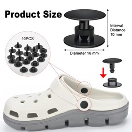 10 Pieces Strap Rivets,Black Push in Screw Button, Plastic Shoes Charm Rivets,16mm*14mm*10mm Push in Screw Rivet Black for Shoes,Suitable for Any Shoe with Holes