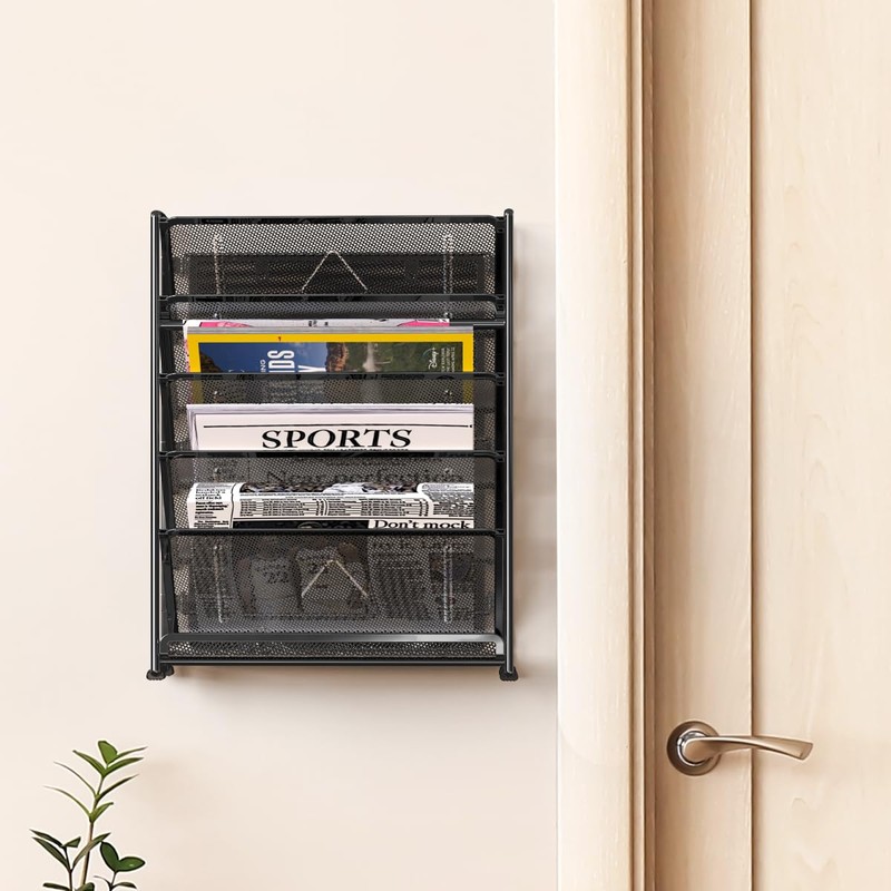 Simple Houseware 6-Tier Wall Mount Document Letter Tray Organizer, Black
