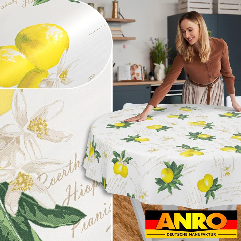 ANRO Oilcloth tablecloth, washable wax tablecloth, garden tablecloth, round, oval,