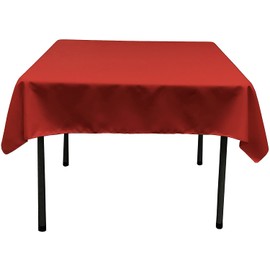 LA Linen Polyester Poplin Square Tablecloth, 52 by 52-Inch, Red